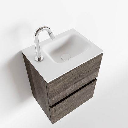 MONDIAZ ADA 40cm toiletmeubel dark brown. LEX wastafel talc links 1 kraangat