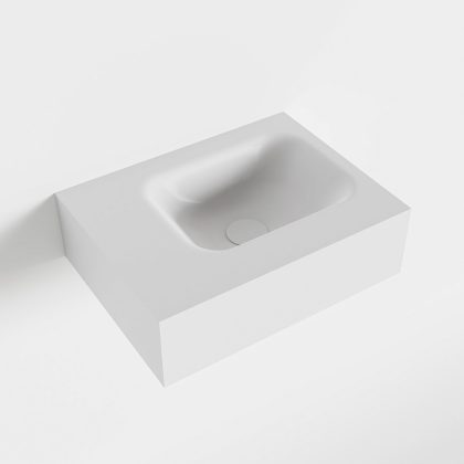 MONDIAZ LEX Talc vrijhangende solid surface wastafel 40cm. Positie wasbak rechts