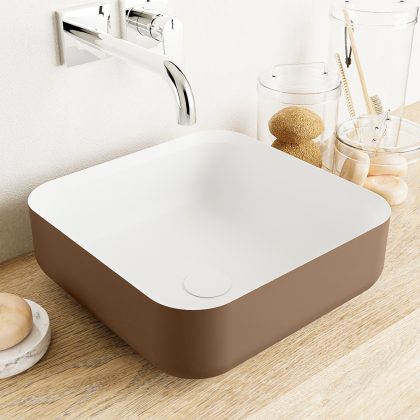 MONDIAZ BINX Waskom solid surface 36cm kleur Rust / Talc