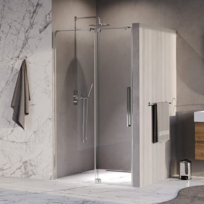 BRAUER Stellar nisdeur 2-delig draaiend helder glas 100x200 omkeerbaar incl. glascoating chroom