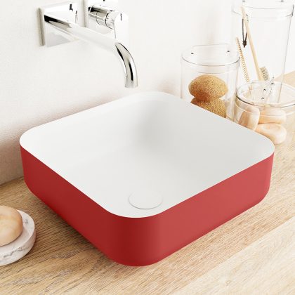 MONDIAZ BINX Waskom solid surface 36cm kleur Fire / Talc