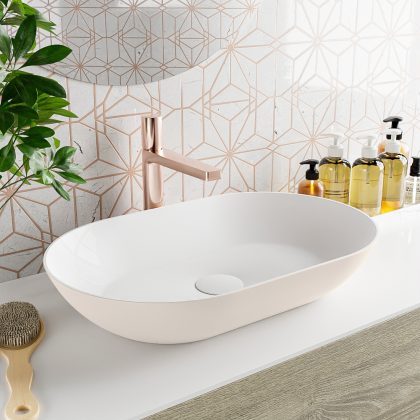 MONDIAZ ONNI Waskom solid surface 55cm kleur Linen / Talc