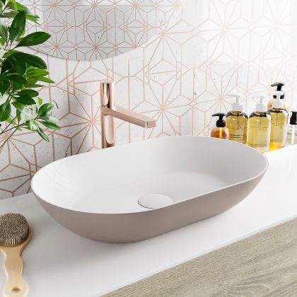 MONDIAZ ONNI Waskom solid surface 55cm kleur Smoke / Talc