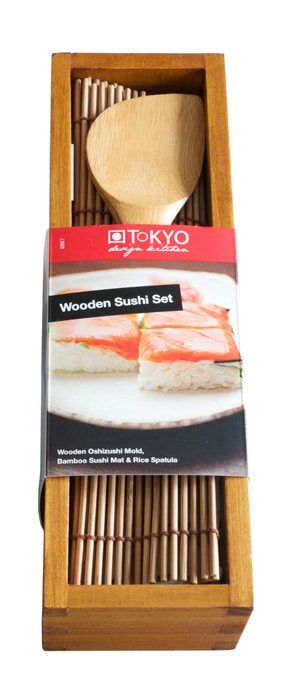 Tokyo Design Studio Houten Sushi Set met Spatel en Mat - Tokyo Design Studio - 26.5 x 6.5 x 7.8cm
