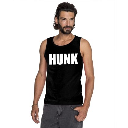 Bellatio Decorations Hunk tekst singlet shirt/ tanktop zwart heren