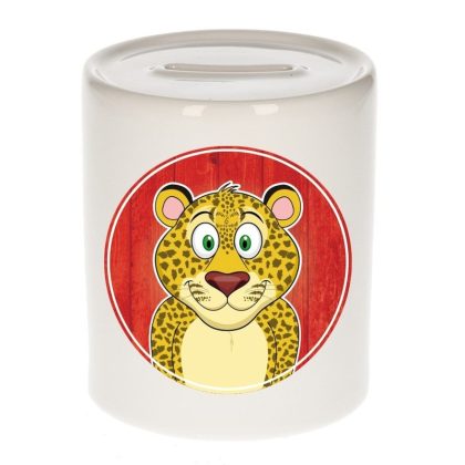 Bellatio Decorations Vrolijke luipaard spaarpot voor kinderen 9 cm