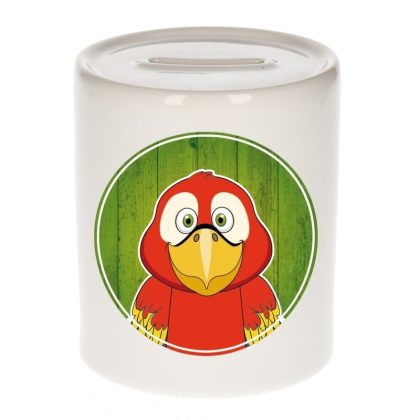 Bellatio Decorations Vrolijke papegaaien spaarpot voor kinderen 9 cm
