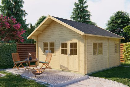 Tuindeco Llanes Blokhut 490x530 cm + luifel 70 cm 44 mm vuren blank