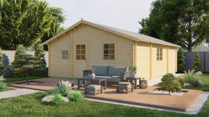 Tuindeco Malaga Blokhut 595x808 cm 44 mm vuren blank