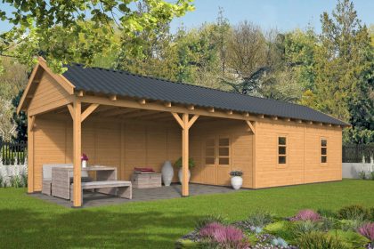 Tuindeco Hamar XL Overkapping type 11 1303x445 cm Lariks/Douglashout blank