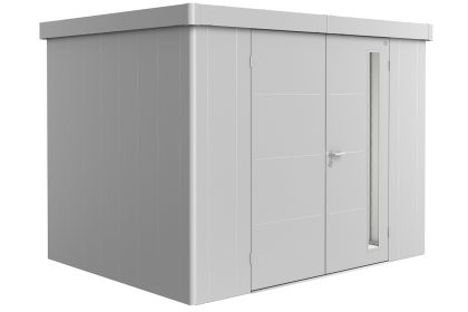 Biohort Neo 2C metalen tuinhuis zilver 292x236 cm met dubbele deur