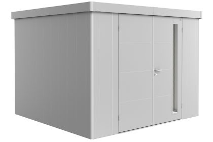 Biohort Neo 3C metalen tuinhuis zilver 292x292 cm met dubbele deur