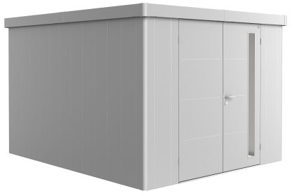 Biohort Neo 4C metalen tuinhuis zilver 292x348 cm met dubbele deur