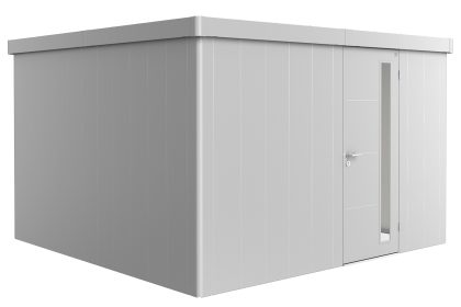 Biohort Neo 4D metalen tuinhuis enkele deur zilver 348x348 cm