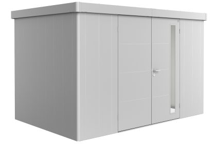 Biohort Neo 2D metalen tuinhuis zilver 348x236 cm met dubbele deur
