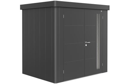 Biohort Neo 1B metalen tuinhuis donkergrijs 236x180 cm met dubbele deur