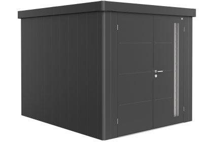 Biohort Neo 3B metalen tuinhuis donkergrijs 236x292 cm met dubbele deur
