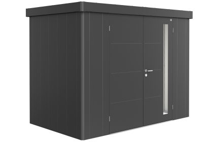 Biohort Neo 1C metalen tuinhuis donkergrijs 292x180 cm met dubbele deur