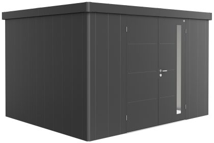 Biohort Neo 3D metalen tuinhuis donkergrijs 348x292 cm met dubbele deur