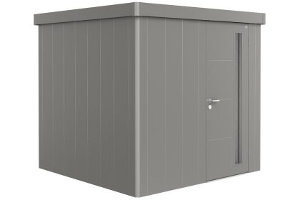 Biohort Neo 2B metalen tuinhuis enkele deur kwartsgrijs 236x236 cm