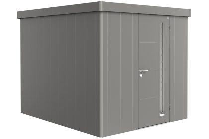 Biohort Neo 3B metalen tuinhuis enkele deur kwartsgrijs 236x292 cm