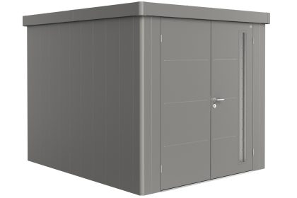 Biohort Neo 3B metalen tuinhuis kwartsgrijs 236x292 cm met dubbele deur