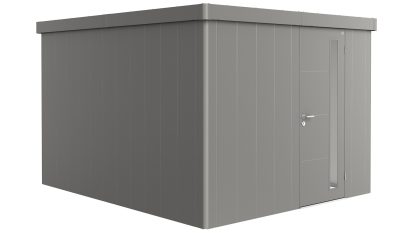 Biohort Neo 4C metalen tuinhuis enkele deur kwartsgrijs 292x348 cm