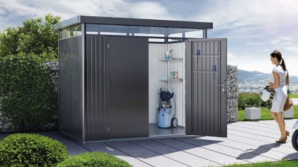 Biohort Highline H1 metalen tuinhuis 275x155x222 cm met dubbele deur