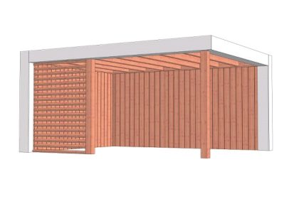 Trendhout Verona buitenverblijf 510x400 cm Lariks/Douglas blank - Plat dak model links - Combinatie 1