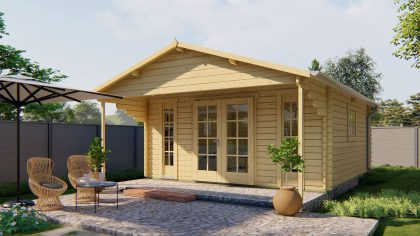 Tuindeco Emiel Blokhut 500x500 cm + overkapping 170 cm 44 mm vuren blank