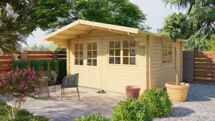 Tuindeco Inge Blokhut 420x420 cm + luifel 120 cm 44 mm vuren blank