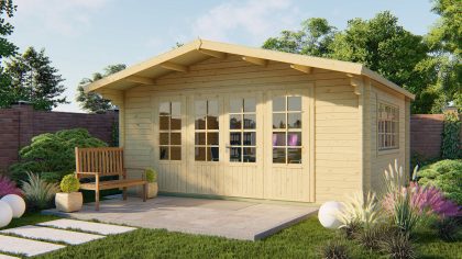 Tuindeco Newcastle Blokhut 540x440 cm + luifel 90 cm 58 mm vuren blank
