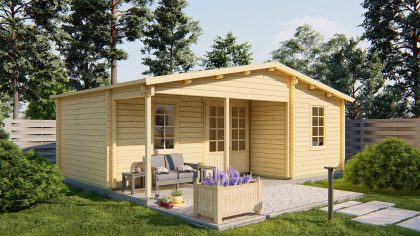 Tuindeco Ollie blokhut 731x498 cm 70 mm vuren groen geïmpregneerd