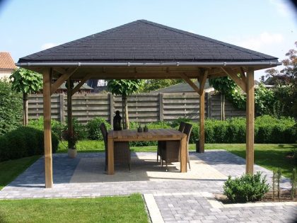 Tuindeco Classico prieel 430x430 cm vuren groen geïmpregneerd