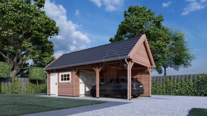 Trendhout Zadeldak XL overkapping 415x380 cm Lariks/Douglas blank