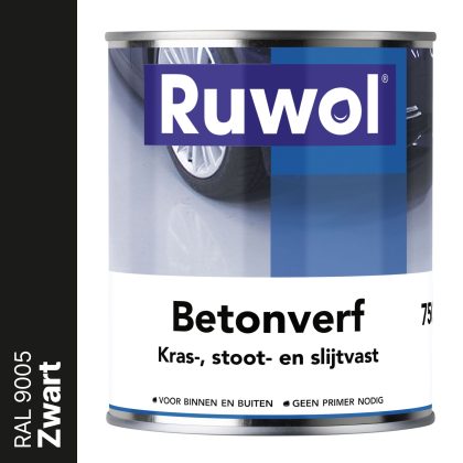 Ruwol Betonverf Zwart (RAL 9005) 750 ml