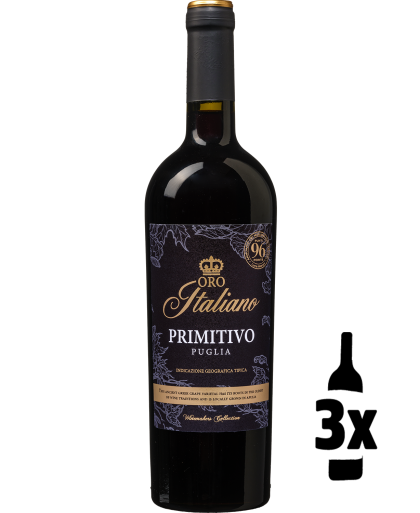 Wijnvoordeel 3 flessen Oro Italiano Primitivo Probeerpakket