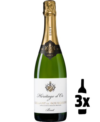 Wijnvoordeel 3 flessen Heritage d'Or Crémant de Bourgogne Brut Probeerpakket