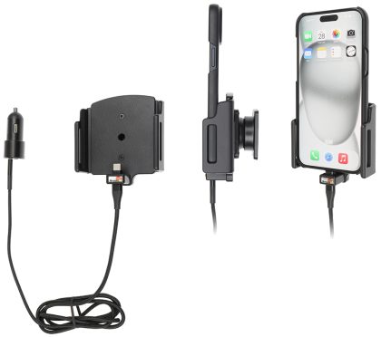 Brodit Apple iPhone 15 Plus / 15 Pro Max , Actieve verstelbare houder met 12V USB SIG-Plug 70-83mm 721377
