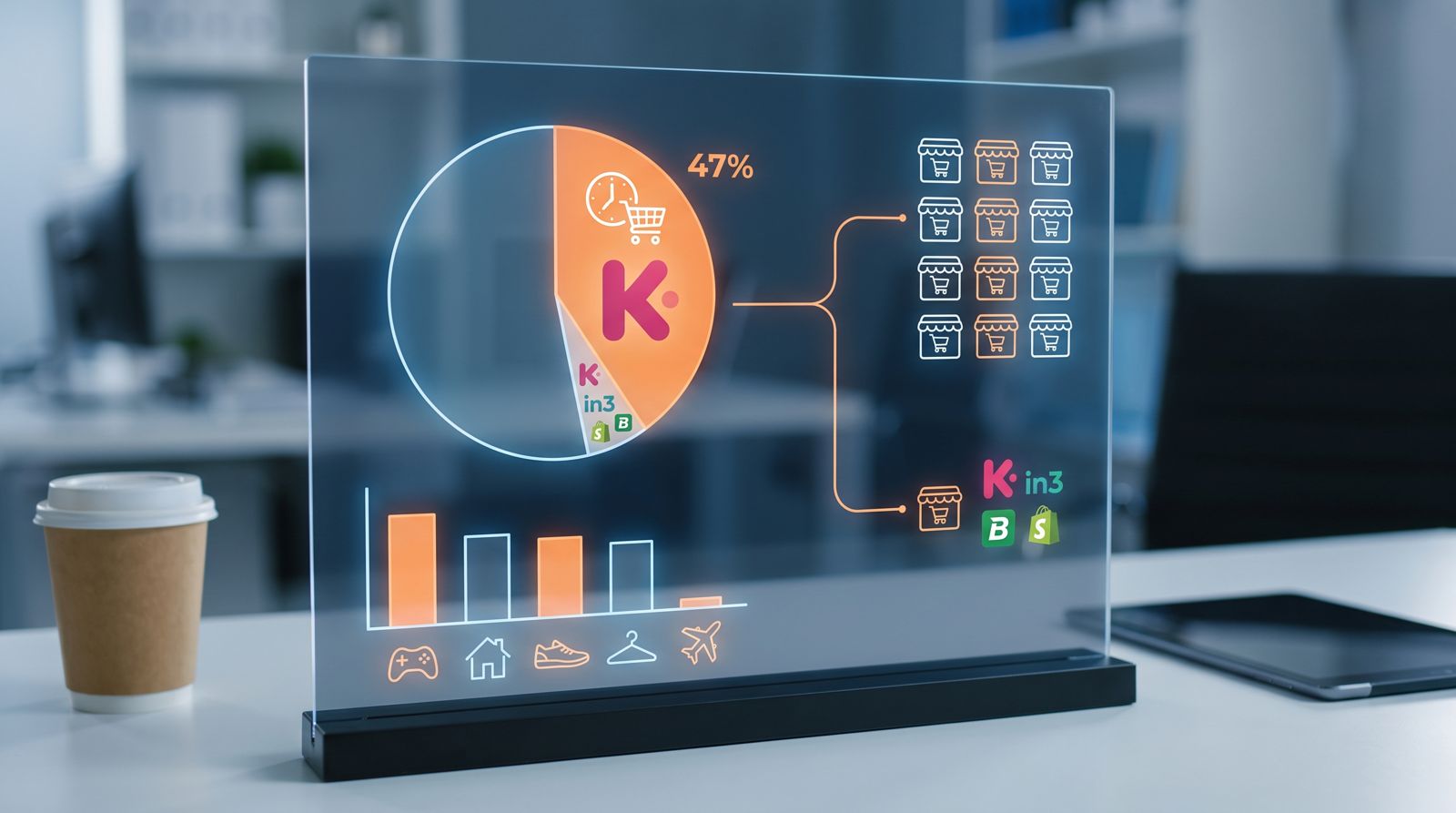 Visualisatie van de marktverdeling: bijna de helft van de Nederlandse webshops biedt achteraf betalen aan, het overgrote deel via Klarna
