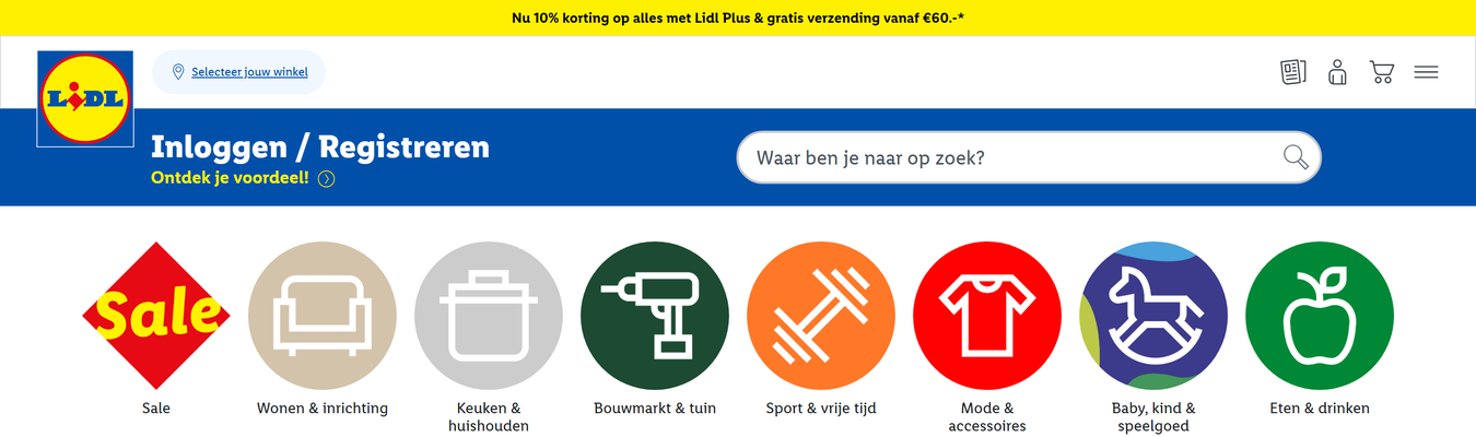 Lidl-shop.nl homepage